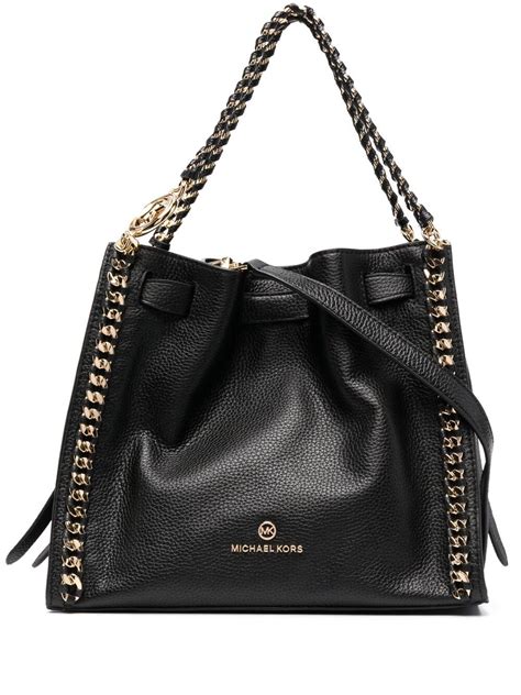 michael kors black handbag with gold chain|Michael Kors mina large bag.